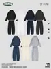 Conjunto de sudadera con cremallera estilo americano BOXY para hombre CKX, tejido de rizo de peso pesado 360G, conjunto de dos piezas de pantalones de chándal anchos y curvos