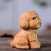 Adorno de talla en madera de perrito oso tierno, Pieza decorativa con forma de animal, Regalo de cumpleaños