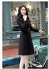 2021 Amazon Otoño/Invierno Abrigo de Lana de Dragón y Fénix con Cuello Vertical Abrigo de Longitud Media para Mujer wish Coreano Cintura Contraste