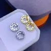 Pendientes de Plata de Ley S925 2025 Originales Nuevos Apatita Natural Donut para Mujer Franceses Lujo Accesible Pendientes de Gama Alta