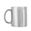 Taza electroplateada con transferencia de calor y asa dorada, taza de cerámica con recubrimiento para sublimación, taza de café retro estilo nórdico en dorado y plateado