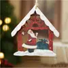 Colgante de Madera Pintada para Navidad Adorno de Árbol de Navidad de Tronco Papá Noel Muñeco de Nieve Decoración Navideña Transfronteriza