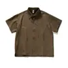 Camisa de Bolsillo Retro Japonesa Origteen para Hombre, Top Holgado de Manga Corta con Chaqueta Transpirable Fluida 536