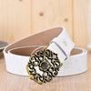 Cinturón Nuevo para Mujer en Stock, Cinturón de Cuero Genuino con Hebilla Lisa, Versátil Decorativo Estilo Étnico Vintage Cinturón para Mujer