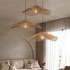 Lustre de Rattan Vintage Estilo Japonês Sala de Estar Quarto Luminária de Cabeceira Simples Designer Restaurante Lâmpada de Chapéu de Palha de Rattan