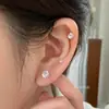 Brincos de moda de aço titânio transfronteiriços da Amazon com fio preto, agulha fina, aço inoxidável galvanizado, brincos de zircônia com quatro garras de diamante, atacado