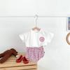 Ins Ropa para Bebés y Niños Pequeños Algodón Linda Cara Sonriente Conjunto Verano Casual Manga Corta Pantalones Largos Pp Conjunto de Dos Piezas Conjunto para Niñas
