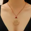 Colgante de Círculo de Perlas Geométricas Largas Estilo Europeo y Americano Transfronterizo Nuevo Estilo Chino Cadena de Suéter para Mujer con Cuerda Trenzada Antigua