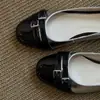 Zapatos Planos Bajos de Punta Redonda Estilo Francés para Mujer, Nuevo Modelo 2026, Zapatos de Ballet Color-Blocking Inspirados en Chanel con Hebilla Mary Jane