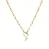 Corrente de Colar com Clasp Ot de 26 Diamantes Brilhantes em Formato de Letra, Venda Quente Transfronteiriça, Colar Simples e Elegante, Dropshipping