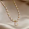 Collar de Perla de Calabaza con Zirconia Galvanizada en Oro Real de 18 Quilates, Cadena para Clavícula de Lujo Ligero de Nicho, Accesorio de Moda de Nuevo Estilo Chino