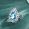 Fabricante Joyería Anillo Abierto Suministro Transfronterizo Tesoro Colorido Azul Mar Retro Palacio Naranja Moda Mujer Venta al por Mayor
