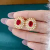 Populares Aretes Ovalados de Diamante con Incrustaciones de Encaje Transfronterizos Collar de Oro de Arena Vietnamita de Moda Joyería de Oro Imitación Duradera que No se Desvanece