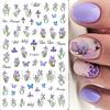 Nuevas pegatinas para uñas transfronterizas con diseño de flores de primavera, mariposas y conejos.