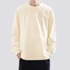 Camiseta de manga larga de algodón Jingtao para hombre, color liso, holgada, suéter de primavera y otoño, cuello redondo, camiseta interior de alta gama para hombre