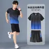 Conjunto esportivo manga curta verão secagem rápida respirável camiseta corrida basquete treino shorts de academia