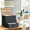 Caja de Almacenamiento de Madera de Doble Capa para Productos de Higiene Personal, Organizador para Baño del Hogar con Tapa Abatible y Cajón
