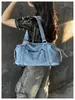 Bolsa Jeans Feminina 2026 Nova Moda Verão Tendência Para Escola Trabalho Ombro Único Bolsa Tote Grande Capacidade