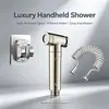 Grifo de pistola pulverizadora de aluminio presurizado para inodoro transfronterizo, enjuagador de baño, cabezal de ducha de mano presurizado, pistola de agua, bidé