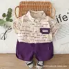 Traje de Verano para Niños Bebé Verano Camisa con Estampado Completo de Oso Manga Corta Ropa de Niño Conjunto Completo para Niño Dropshipping