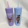 Copo de palito fofo de desenho animado moderno 600ml, copo criativo de capacidade grande para milk tea, copo de plástico, copo de carro, portátil, atacado