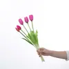 Buquê de Tulipas de Borracha Macia Simulada Pe Látex Silicone Flor de Tulipa Flor Simulada Toque Hidratante 5 Tulipas
