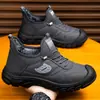 Zapatos de Algodón Gruesos con Felpa para Hombre de Invierno Zapatos de Senderismo Antideslizantes para Hombre Impermeables con Felpa Protección contra el Frío al Aire Libre Puntera Cálida Botas de Algodón