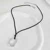 Joyería transfronteriza europea y americana personalidad collar colgante hueco irregular en forma de corazón femenino simple geométrico ovalado collar de cuerda encerada
