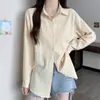 Camisa branca com proteção solar e design exclusivo, jaqueta-camisa de manga comprida estilo francês petite chic