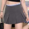 Saia 150 Petite Estilo Retrô Preppy para Mulheres Primavera e Verão Saia Plissada Slim Cintura Alta Linha A Saia Curta Sexy
