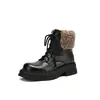 Botas Martin con Forro de Polar para Mujer, Nuevas Botas de Algodón Gruesas y Cálidas con Punta Redonda y Suela Gruesa, Botines Británicos con Cordones