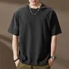 Camiseta de manga corta absorbente de sudor lavada Slip Tao para hombre, verano, trabajo, retro americano, construcción, cuello redondo, holgada, básica, reparación de automóviles, hombres