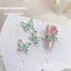 Ornamento de unha de borboleta de dupla camada famoso na internet, tridimensional, incrustado com diamantes, laser inteligente, cor de gelo transparente, borboleta DIY para decoração de unhas