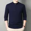 Suéter de punto grueso para hombre con cuello medio y cremallera, venta al por mayor transfronteriza, nuevo para otoño e invierno, cálido, casual, capa base de punto para mediana edad