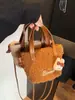 Bolsa Pequena de Lã de Cordeiro Coreana de Nicho, Bolsa Saco Transversal Elegante e Estilosa, Bolsa de Mão e Bolsa de Ombro de Pelúcia Simples e Fofa