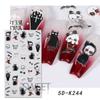 Nuevas pegatinas de uñas de Halloween transfronterizas, relieve tridimensional, ojo oscuro, araña, gota de sangre, pegatinas de uñas con pegamento trasero
