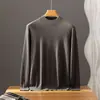 Suéter de cachemira 100% Bai Cai Velvet para hombre, ligero y lujoso, suave y cómodo, tejido fino de otoño/invierno con cuello semi-alto, casual y simple