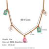 Collar de Diseño Nicho de Celebridad de Internet de Moda Europea y Americana Acero Inoxidable Chapado en Oro Rectangular Gota de Agua Zircón Gota de Aceite Collar con Colgante para Mujer