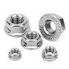Tuerca de Brida Niquelada Acero Inoxidable 304 con Arandela y Dientes Antideslizante Antiaflojamiento Tuerca de Seguridad M5/M6 Galvanizada