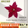 Navidad Preferida Alta Calidad Borde Dorado Rojo Polvo Flores de Navidad Simulación 42cm Cabeza de Flor Adornos para Guirnaldas de Árbol de Navidad