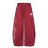 Pantalones anchos para hombre con pernera curva y bordado de estrellas, silueta holgada, pantalones largos, estilo hip-hop