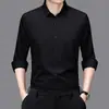 Camisas de Manga Larga para Hombre Transfronterizas, Camisas Finas de Color Sólido Ajustadas Modernas, Camisas Casuales de Negocios, Ropa para Hombres de Mediana Edad