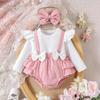 Amazon Transfronterizo Europeo y Americano Bebé y Niños Otoño Nuevo Estilo Algodón Manga Larga Empalmado Falda a Cuadros Sudadera con Capucha Triangular con Diadema