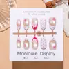 B048 Ola Rosa Flor Pequeña Ovalada Corta Ojo de Gato Lunares Estilo Francés Uñas Portátiles Estilo Chica Dulce Pegatinas de Uñas Postizas Terminadas