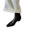 Recomendación Principal en Stock~ Botas Martin Negras de Cuero Genuino para Aumentar la Altura Estilo Otoño 2026 Mocasines de Piel de Oveja Botines Cortos Retro Franceses para Mujer