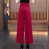 Pantalones Anchos Cortos Rojos Personalizados Estilo Delgado para Mujer Verano 2026 Nuevos de Cintura Alta Adelgazantes Holgados Rectos de Pierna Ancha