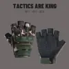 Luvas Táticas Camufladas de Forças Especiais para Homens Treinamento de Combate Luvas Sem Dedos Esportes ao Ar Livre Montanhismo Resistente ao Desgaste Antiderrapante Meio Dedo