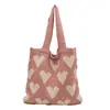 Bolso de Punto Nuevo Corazón de Amor Fresco Bolso Simple de Moda Artístico Yu Zi Bolso Tote de Gran Capacidad Bolso de Hombro Versátil