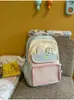 Mochila Nueva para Niña Patchwork de Lunares Azul Claro y Crema con Orejas de Conejo y Lazo, Mochila Estudiantil Estilo Chica Suave