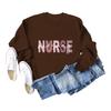 Enfermeira médico cirúrgico transfronteiriço moda europeia e americana estampa simples de letras manga longa casual gola redonda suéter solto
